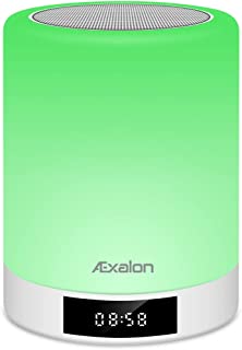 Æxalon Night Light Bluetooth Speaker, 5 in 1 LED Touch Control Bedside Lamp Dimmable Multi-Color Changing, Bedroom Alarm Clock, Best Birthday Gift Ideas for Kids/Teens/Girls/Boys/Women/Men
