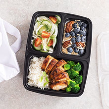 [Pack of 30] 3-Compartment BPA-Free Reusable Meal Prep Containers - Plastic Food Storage Trays with Airtight Lids - Microwave, Freezer and Dishwasher Safe - Stackable Bento Lunch Boxes (32 oz)