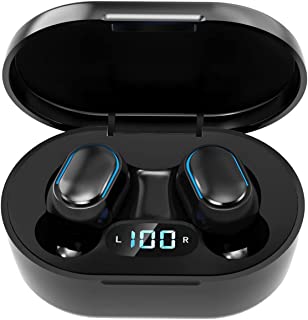 Wireless Headphones, True Wireless Earbuds with Led Display Charging Case, HD HiFi Stereo, One-click Smart Control, Built-in Mic, IPX7 Waterproof Wireless Bluetooth Earphones for Work/Sport