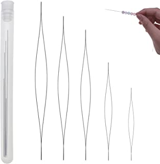 5 Sizes Bead Needle, Steel Big Eye Beading Needles with Storage Bottle for Jewelry Making, DIY Beading (12.6cm, 11.4cm, 10.1cm, 7.5cm, 5.8cm)