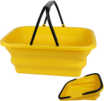 Collapsible Bucket Yellow 10L Car Wash Folding Bucket Idea for Washing Dishes, Camping, Hiking and Home