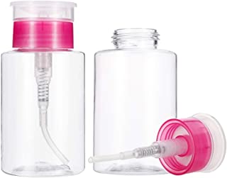 upain Nail Remover Pump Dispenser 180ml 2 Pack Push Down Dispenser Bottle Plastic Clear Liquid Bottle Container for Nail Polish and Makeup Remover