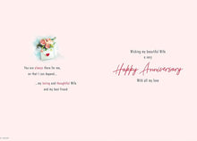 Piccadilly Greetings Piccadilly 9" x 6" - (A20222) Wife Anniversary Card - Hearts and Roses, White