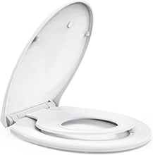 STOREMIC Toilet Seat, Soft Close Toilet Seat White with Quick Release Function, Simple Top Fixing Family Toilet Seat with Child Seat Built-in, Standard Toilet Seats with Adjustable Hinges, O Shape