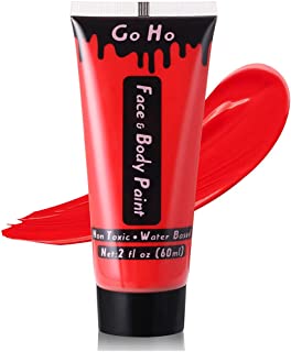 Go Ho Red Cream Face Body Paint, 2.1Oz (60ml) Water Based Red Devil Makeup Face Painting for Adults Children SFX Cosplay Costumes Festivals Halloween