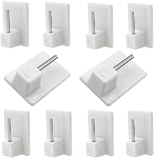 Smukdoo Self Adhesive Hooks,10 Packs Plastic Sticky End Window Hook for Net Curtain Rods