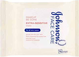 Johnson's Face Care Makeup Be Gone Extra Sensitive Wipes (25) - Pack of 6