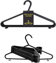 ASPIRE UK 20 Pack Adult Coat Hangers Black Colour Strong Plastic Clothes with Suit Trouser Bar and Lips