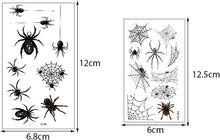 Spider Temporary Tattoo 20 Sheets Halloween Spider Tattoos Halloween Theme Tattoos Waterproof Black Widow Spider Webs Face Tattoos Stickers for Halloween Cosplay Costume Makeup Party