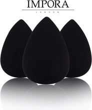 Beauty Makeup Blender/Foundation Sponge Trio Set by Impora London. Original Teardrop/Egg Shape. Vegan, Latex Free. For use with Liquids, Concealer and Cream Make up [3 Sponges Black]