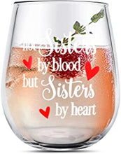 Stemless Wine Glass 'Not Sisters by Blood but Sisters by Heart' Funny Sayings Best Friend Personalised Gifts Friendship Gin Glass Birthday Present Idea for Women Bestie Gifts Party Decor