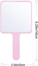 SOLUSTRE Hand Mirror Square Makeup Mirror Handheld Cosmetic Mirror Salon Hairdressing Mirror with Handle, Pink