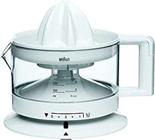 Braun CJ3000 Electric Citrus Press, 350 ml bowl with scale, adjustable pulp control, automatic start/stop, cable storage - White