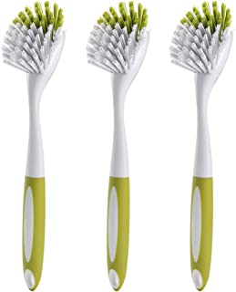 Washing Up Brushes for Dish Kitchen Sink Pot Pan Scrubbing with Durable Bristles, Yellow-green 3Pcs