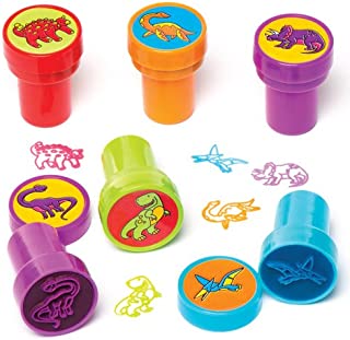 Baker Ross AV293 Dinosaur Self-Inking Stampers for Arts and Crafts — Novelty Toys for Kids, Perfect Party, Loot or Prize Bag Filler (Pack of 10), 20mm