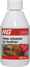 HG Deep Cleaner for Leather, Cleans Leather Sofas, Settees, Chairs & Accessories Deep in The Pores, Safe Caring & Mild Stain Remover, Gentle Water Based Formula - 250 ml Bottle (173030106)