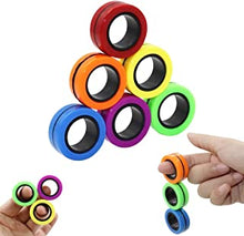 FunnyMe Decompression Magnetic Rings Fidget Toys, Professional Fidget Spinner Stress Relief Rings Props, Colorful Training Relieves Reducer, sensory Toy for Adults and Children Toys 6 Pcs Set (A)