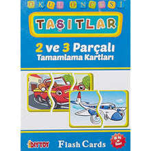 Educational Flash Card Book Preschool Vehicles 2 and 3 Piece Completion Cards