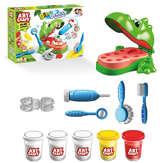 Art Craft 3677 Dinosaur Dentist Game Dough Set, Multi-colored