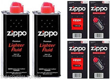 2 TINS ZIPPO LIGHTER FUEL/FLUID+12 FLINTS+2 WICKS