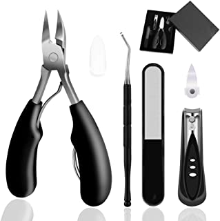 5 in 1 Ingrown Toenail Clipper Tool Set for Hard Thick Toe Nail, Professional Podiatrist Nipper Trimmer Kit Including Pedicure Scissors, Nail-Catcher Clipper, Nail Lifter and Nail File