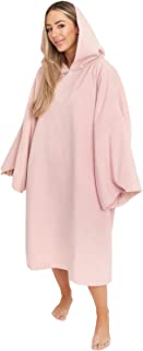 Brentfords Towel Poncho Adult Hooded Large Bath Swimming Surf Beach Absorbent Microfibre Changing Robe for Women Girls Quick Dry, Blush Pink