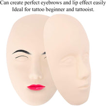 Tattoo Mannequin Training Head, Practice Silicone Fake Skin Cosmetology Doll Face Permanent Makeup Model 3d Soft Touch Bald Manikin for Eyelash Extensions Lip Lash Extention Beauty Students Beginners