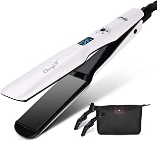 Titanium Hair Straighteners Wide Plates, CheyiN Professional 1.8 inch Flat Iron with LCD Display 12 Speed Temperature Control, Dual Voltage PTC Fast Heating Straighter for Women