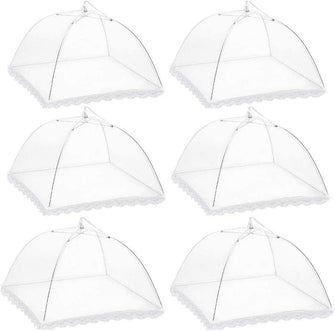 Food Covers, 17 Inch Mesh Pop Up Food Cover, Cake Domes for Outdoors, Screen Tents, Parties Picnics, BBQs, Reusable and Collapsible (6 Pack)