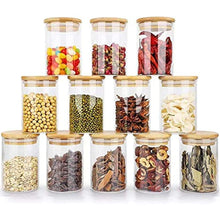 Set of 12 250 ML Jar Borosilicate Glass Storage Container Bamboo Vacuum Lid Spice Snack Holder