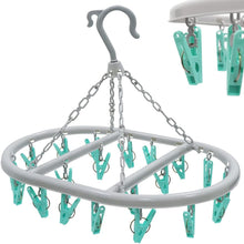 pegs it Oval Sock Dryer with 20 Pcs Clothes Pegs Sock Hanger for Washing Line Quick and Efficient Drying Sock Dryer with pegs Lightweight & Rust-Proof  Aqua Blue & Grey