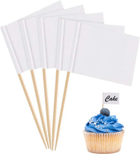 100PCS Blank Toothpick Flags Food Labels - Cocktail Sticks for Food Cake Markers Flags Cocktail Sticks Cupcake Toppers for Party Wedding Fruit Salad Cheese Plate Food Supplies (3.5  2.5cm) White