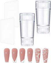 2 Pcs Nail Stamp Art Polish Tool Kit Clear Nail Stamper Silicone Jelly Stampers with 2 Pcs Scrapers DIY Nail Decor Jelly Nail Art Stamper Nail Art Stamping Stamper