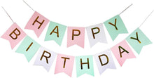 EACHHAHA Happy Birthday Banner,Birthday decorations,Pastel Birthday Bunting Pink,Perfect for Girls Boys 1st 18th 21st 30th Any Ages Birthday Party Decorations(Pink white green)