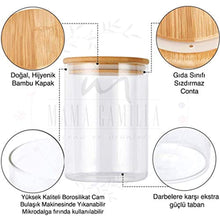 Set of 12 250 ML Jar Borosilicate Glass Storage Container Bamboo Vacuum Lid Spice Snack Holder
