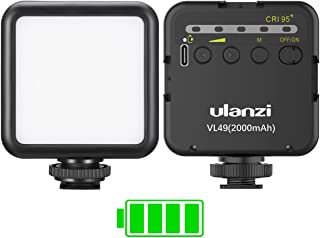 ULANZI Camera Light, VL49 Led Video Light Dimmable with 2000 mAh Battery, Portable Light Photography Rechargeable, Brightness Adjustable for Youtube,Studio,Livestreaming,DSRL,Camcorder Shooting