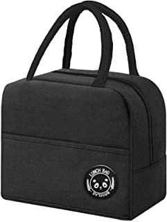 Lunch Bag Insulated Lunch Bags for Women, Thermal Lunch Tote Bags for Men Kids Girls Ladies, Lunch Cool Bag Water-Resistant Thermal Leak-Proof Lunch Organizer for Work, School, Picnic (Full Black)