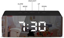 FXDM Digital Mirror Alarm, LED Bedside Clock with Temperature, Snooze,voice Control Makeup Mirror Adjustable Brightness LED Clock-Black, One Size (F05)