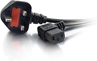 C2G C2G82036 3 Metre 16 AWG 90 degree power cable (IEC320C13R to BS1363) Right Angle Kettle lead, Black