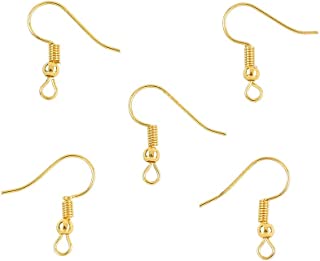 Angel Malone (100 (50 Pairs) of Earring Hooks with Ball, Jewellery Making Findings - UK Seller (Gold Plated)