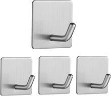 Stick on Hooks, Self Adhesive Hooks Stainless Steel Sticky Hooks Waterproof and Rustproof for Hanging on Wall, Door, Closet, Bathroom, Kitchen, Bedrooms for Towel, Tea Towel, Clothes - 4 Packs