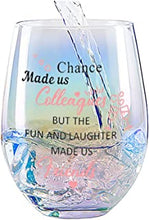 Colleagues Iridescent Stemless Wine Glass, Chance Made Us Colleagues, Funny Present for Colleagues Coworkers Women Friends Personalised Leaving Thank You Retirement Gifts Birthday New Job Christmas