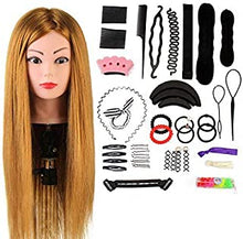 Styling Head Neverland Beauty 24 Inch 60% Real Human Hair Hairdressing Training Head Practice Mannequin Head With Free Clamp + Hair Styling Braid Set(Brown)