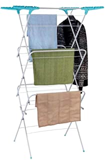IFJA 3 Tier Clothes Airer - Indoor Outdoor Washing Airer - Large Foldable Clothes Dryer With Non-Slip Feet - Powder Coated Steel Concertina Laundry Dryer - Provides 14 Metres Drying Space