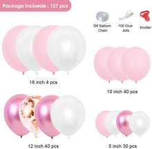 Jstzdq 127 Pcs Pink Balloon Garland Arch Kit, Pink White Latex Balloon Arch Kit with Confetti Balloon, Party Balloon Decor for Wedding Baby Shower Birthday Anniversary Festival Party Decor