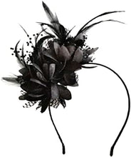 FRCOLOR, 1 Piece Fascinator Headband, for Lady Women, Feather, Black Mesh Headdress Tea Party Cocktail Hat Headwear