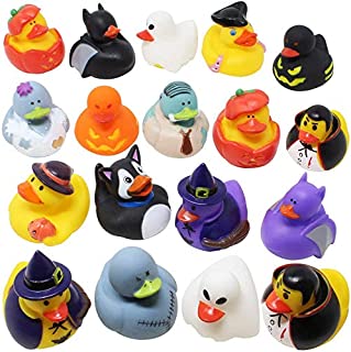 18 Pieces Halloween Fancy Novelty Assorted Rubber Ducks Variety for Fun Bath Squirt Squeaker Duckies, Toy, School Classroom Prizes Ducky, Trick or Treat Fillers and Party Favors