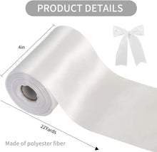 TONIFUL 4 Inch Wide White Solid Satin Ribbon 22yd Fabric Large Ribbon for Wedding Car Cutting Ceremony Grand Opening Chair Sashes Table Bows Floral Sewing Craft Gift Wrapping Party Decoration