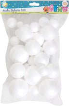 Craft Planet Docrafts Polystyrene Balls, Assorted Sizes,White, (Pack of 40)