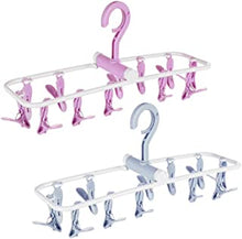 2 Pack Portable Folding Drip Hanger Travel Clip Socks Clothes Underwear Laundry Hanger Drying Rack with 12 Clips